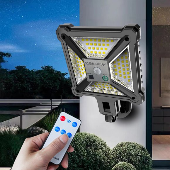 RYRDWP Lumières Extérieures, Lumières Alimentées par Capteur de Mouvement IP65, 3 Modes, avec Télécommande, Lumières de Sécurité Murales pour Clôture Cour Jardin Patio