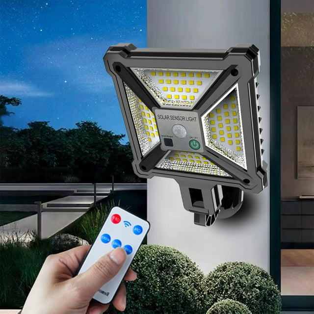 SuoKom Outdoor Lights, Motion Sensor Powered Lights Ip65, 3 Modes, with Remote Control,Wall Security Lights for Fence Yard Garden Patio