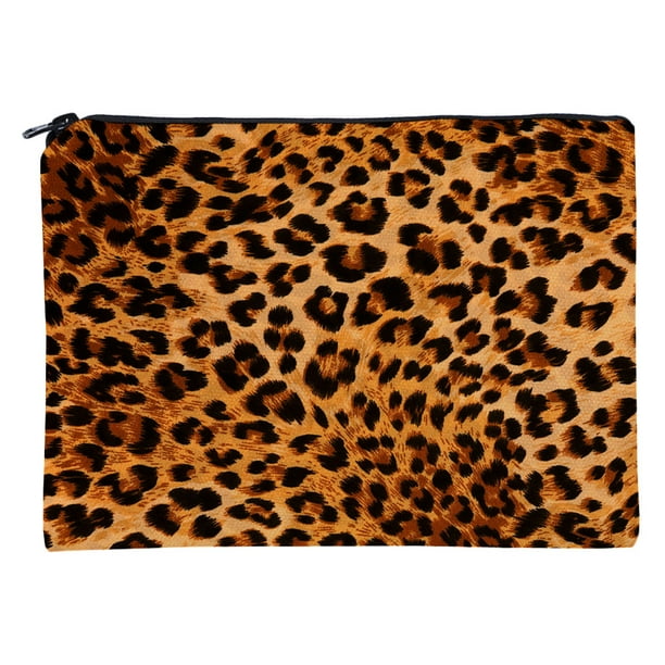 Bolso de mano para mujer, bolsa de almacenamiento con estampado de leopardo, bolsa de cosméticos para niña, bolsa de maquillaje