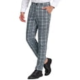thumbnail image 4 of Lars Amadeus Men's Checked Prom Trousers Formal Plaid Suit Pants, 4 of 6