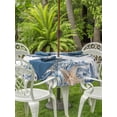 thumbnail image 3 of Outdoor Tablecloths with Umbrella Hole & Zipper, Blue Coastal Starfish Round Tablecloth 54 Inch, Beach Nautical Shell Eucalyptus Wooden Waterproof Table Cloth, Patio/Pool/Picnic Table Covers, 3 of 8