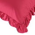 thumbnail image 6 of PiccoCasa Satin Pillowcase Ruffled Pillow Shams Set of 2, King Burgundy, 6 of 8