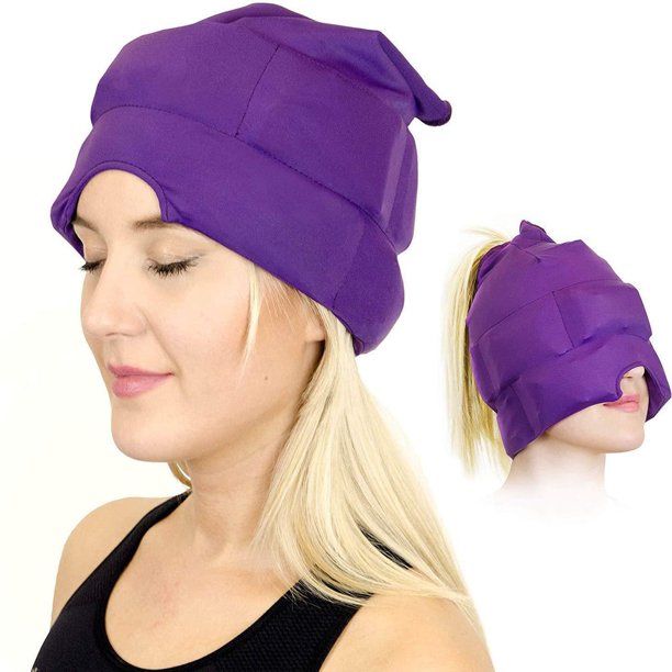 Migraine Ice Head Wrap, Headache Relief Hat for Migraine Cap for
