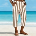 thumbnail image 6 of Men's Linen Pants Casual Elastic Waist Button Fly Cropped Trousers, Comfortable Straight Leg Pants with Pockets, Drawstring Lightweight Breathable Summer Travel Beach | AESTIVO,Yellow S, 6 of 8