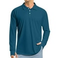 thumbnail image 2 of Resicozy Mens Fashion Polo Shirts Classic Long Sleeve Quick Dry Basic Button Tees Stylish Tops Golf Shirt Blue M, 2 of 7