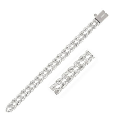 14k White Gold 5 0 Mm Dual Row Rope Bracelet 8inch 14k White Gold 5 0 Mm Dual Row Rope Bracelet 8inch