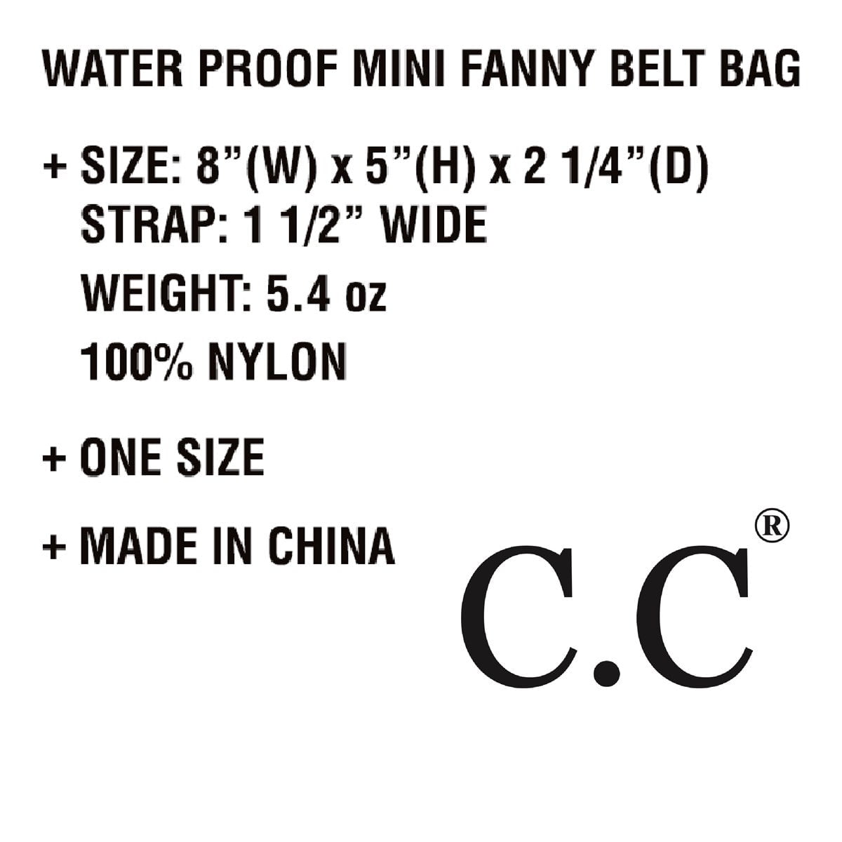 CC Unisex Belt Bag Fanny Packs with Adjustable Strap for Women or Kids