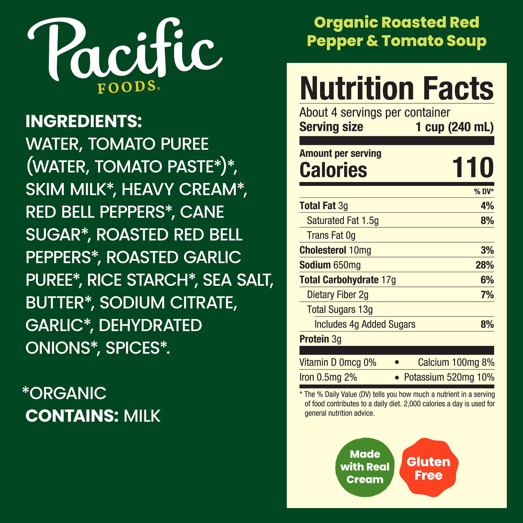 (12 pack) Pacific Foods Organic Roasted Red Pepper and Tomato Soup, 32 oz Carton