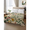 thumbnail image 2 of Green Botanical Twim XL Size Flat Sheet, Wrinkleproof & Fadeproof Cooling Flat Bed Sheet Only, Vintage Plant Flowers Garden Leaf Motifs Breathable Soft Bedding Top Sheets 66 x 102 Inches, 2 of 8