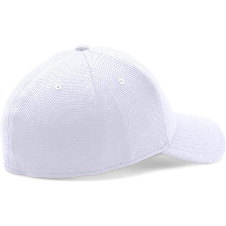 Under Armour Men's Curved Brim Stretch Fit Hat, White, MD/LG Cap