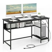 Gymax 55 Inches Computer Desk w/ Charging Station PC Desk w/ 4 Power Outlets & 2 USB Ports