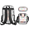 thumbnail image 4 of Transparent Backpack Meal Bag Three-Piece Set With Convenient Access Backpack Meal Bag Equipped With Two Net Pockets For Work Travel Sports Whimsical Polka Dot And Striped Ribbon Bow Pattern, 4 of 8