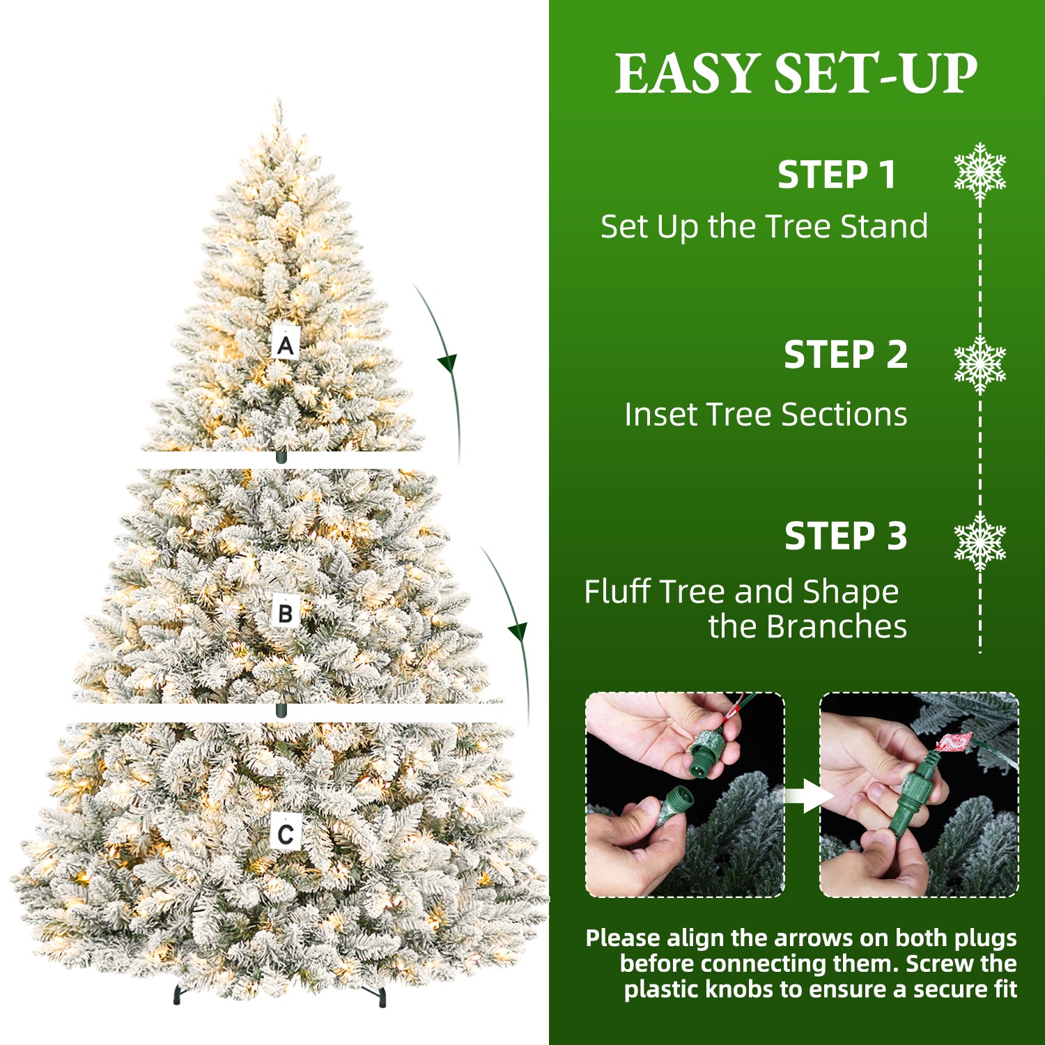 Vivatrees 7.5ft Pre-Lit Flocked Artificial Christmas Tree photo 7