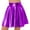 Purple, variant on TiaoBug Women's Glossy Pleated Skater Skirt Shiny Metallic Ruffle Skirts Cocktail Party Dance Clubwear Green S