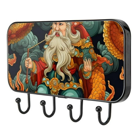 

the God of Wealth Self Adhesive Towel Coat Wood Iron Hooks for Home Keys Door Outdoor Home Improvement Utility Hook