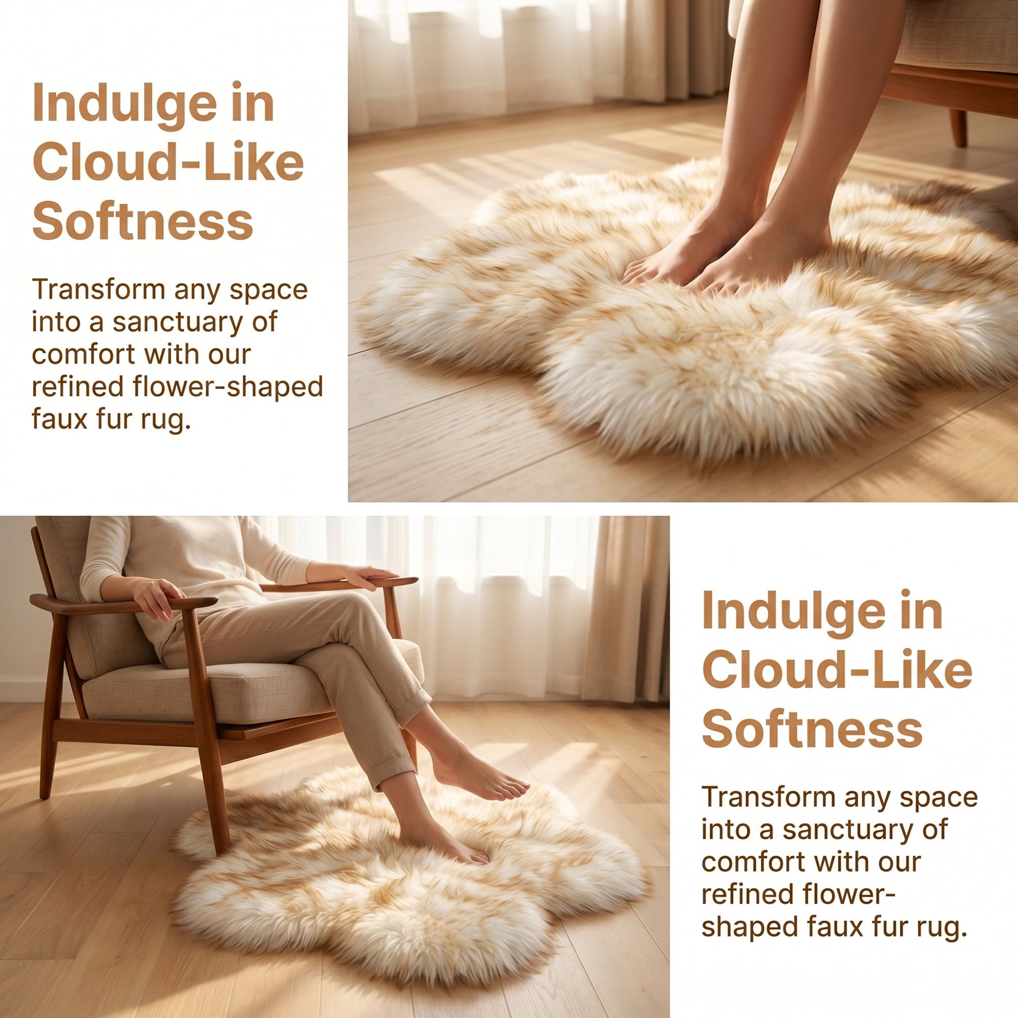 Unique Bargains Shaggy Flower Area Rug Fluffy Non-Slip Fuzzy Carpet 20" x 20" White Yellow