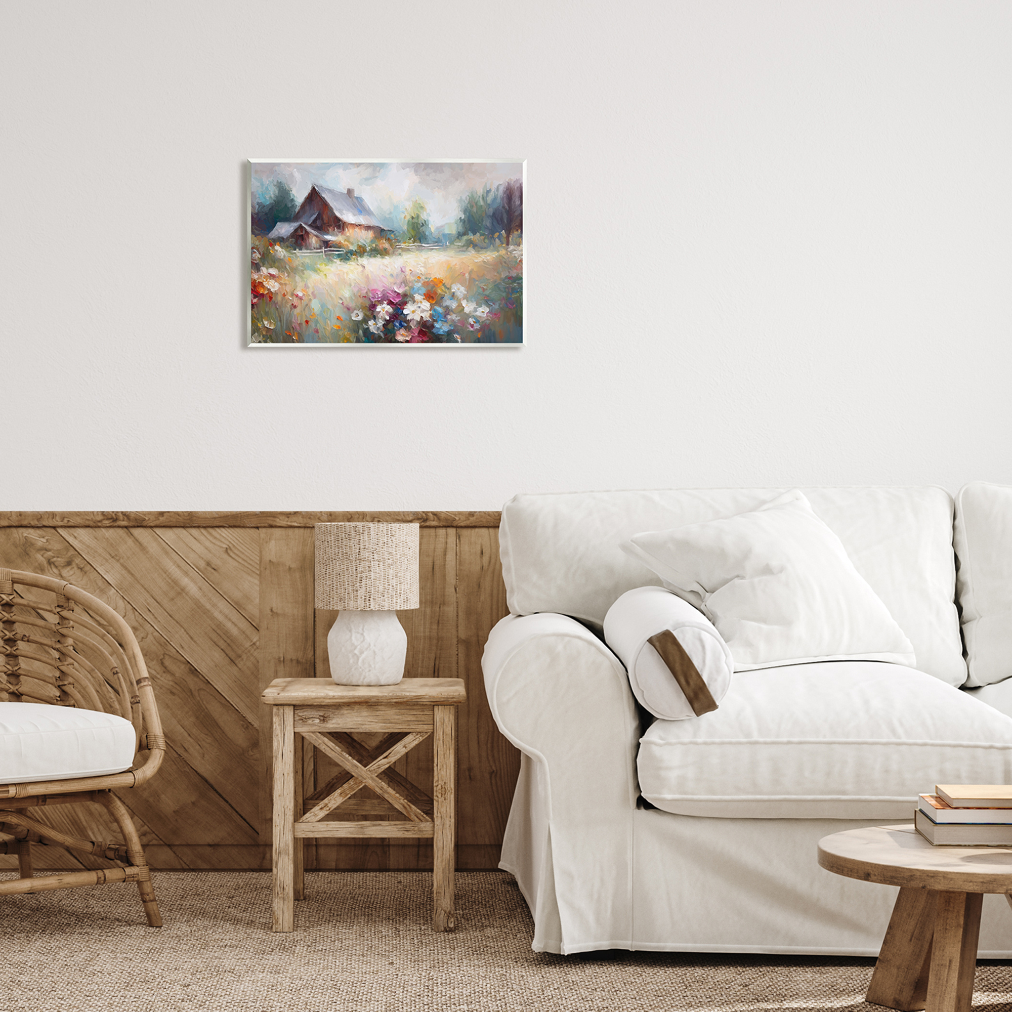 Stupell Industries Grey Rustic Countryside Landscape Painting Unframed Art Print Wall Art, 19 x 13