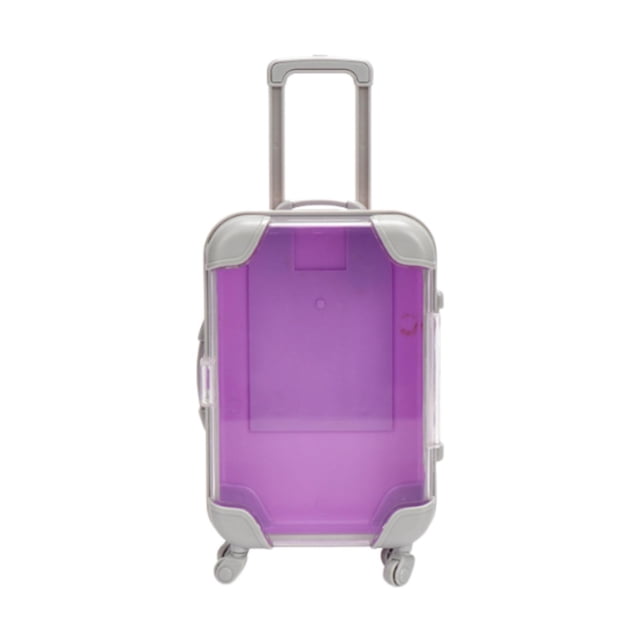 HILABEE Mini Valise Transparente Miniature pour Poupées, Ensemble de Jeu, Maquillage, Jouet pour Enfants, Violet