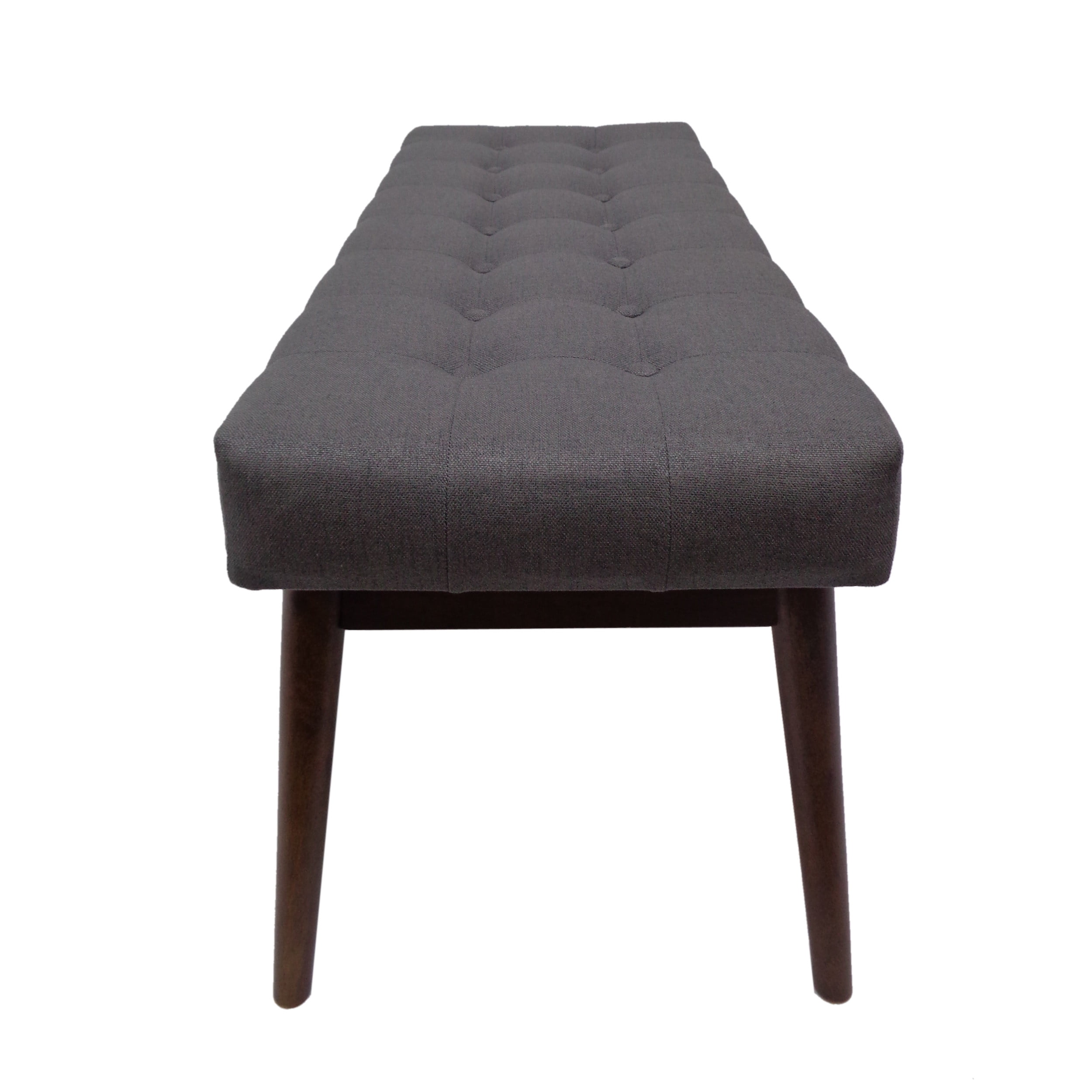 Bellamy Studios Marvin Mid Century Tufted Fabric Ottoman, Grey, Walnut