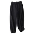thumbnail image 2 of RKSTN Womns Pants Solid Color Casual Literary and Artistic Revival Button Cotton and Linen Eight Pants Lightweight Soft Workout Pants, 2 of 7