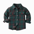 thumbnail image 5 of TOWED22 Boys Plaid Flannel Shirts Long Sleeve Casual Button Down Shirts Collared Fall Clothes,Dark Green,2-3 Y, 5 of 5