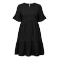 thumbnail image 3 of Bosfbaoi Plus Size Dresses for Women Round Neck Ruffle Short Sleeve High Waist Tiered Swing Mini Dress, 3 of 8