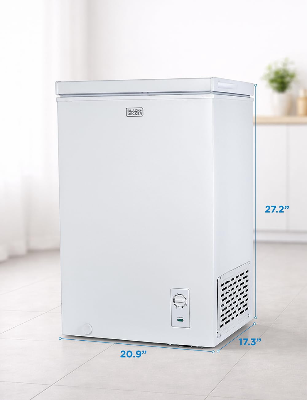 BLACK+DECKER 2.0 Cu. Ft. Compact Chest Freezer, Deep Freezer Holds Up To 70 Lbs. Of Frozen Food, Removable Storage Basket, Mechanical Temperature Control, White