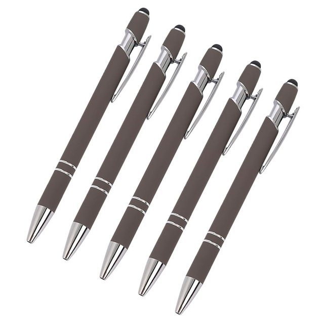 HAOAN Ballpoint Pen with Stylus Tip Soft Touch Click Metal Pen 1.0mm Medium Point Black Ink 10 Count