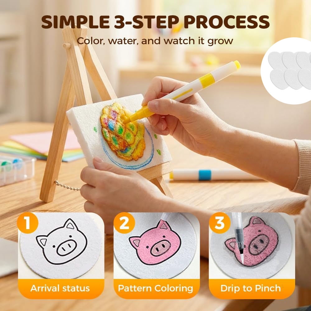 Magic Foam Texture Painting Kit, Magic 3D Foam Texture Paper Painting Kit Effect Texture Painting Set, Set for Young Artists, Magic Puffy Paint Kit, for Birthday Holiday (Circle)