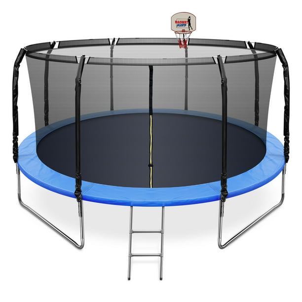 14 FT Trampoline with Basketball Hoop, Safety Enclosure ...