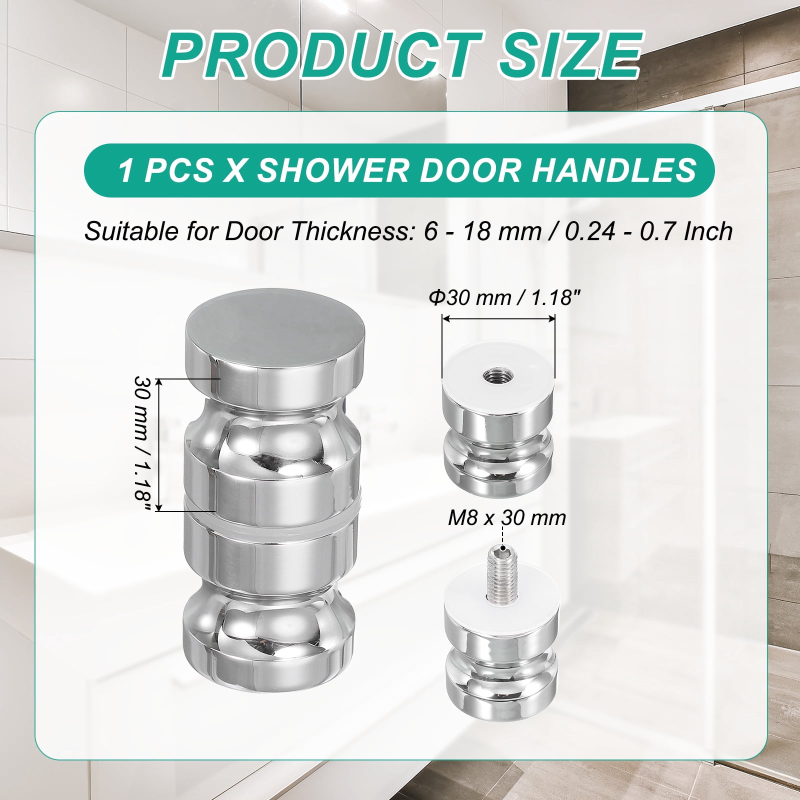 Uxcell Glass Shower Door Handle, Stainless Steel Back-to-Back Shower Door Knob for Bathroom and Sliding Doors Silver