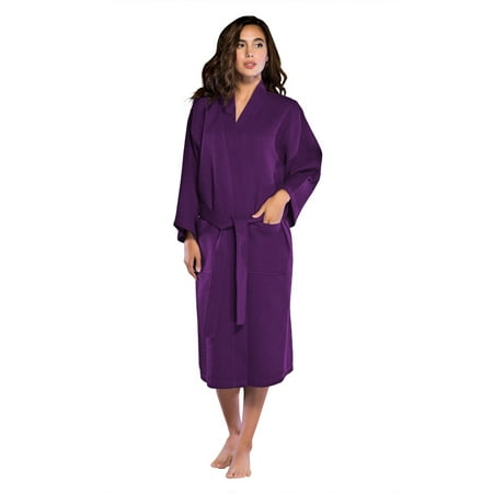 

Turquaz Linen Lightweight Long Waffle Kimono Spa Robe for Women (XX-Large Purple)