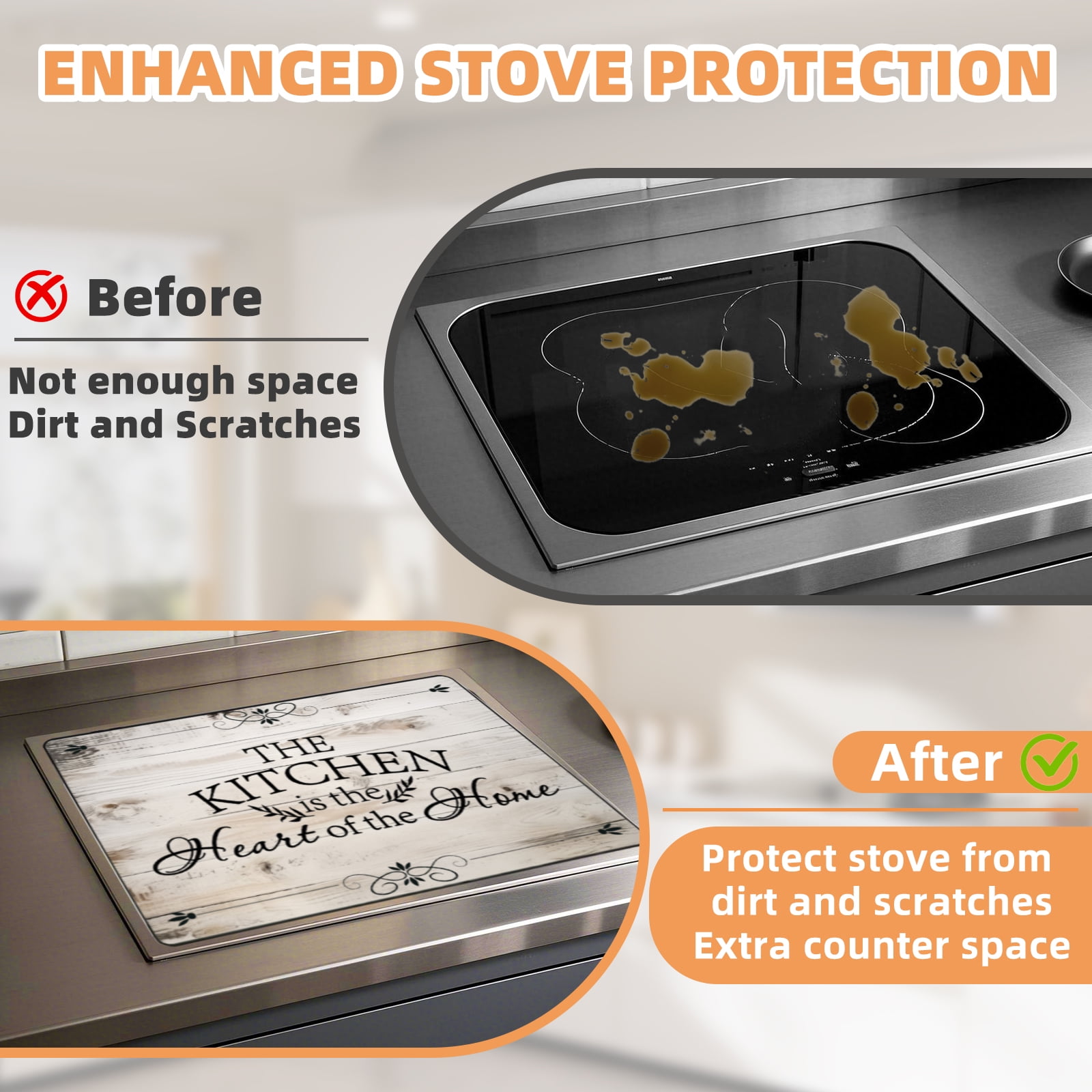 28.5x20.5"/72.5x52cm Rubber Stove Top Cover for Electric Stove, Range, Induction Cooker Glass Ceramic Cooktop Protector, Heat Resistant Anti-scratch Non-slip Stovetop Cover Protective Pad