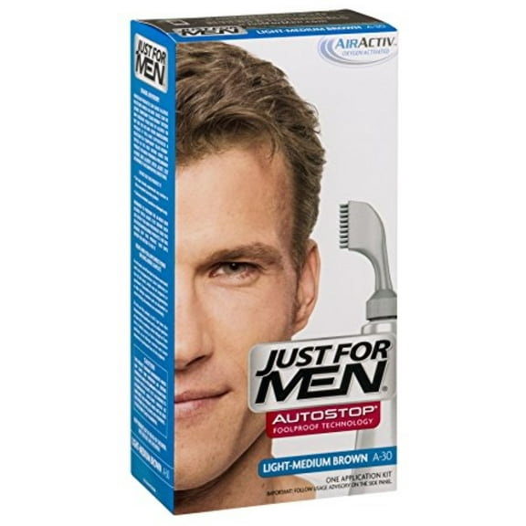 JUST FOR MEN AutoStop Foolproof Haircolor, Light-Medium Brown A-30 1 ea (Pack of 2)