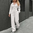 thumbnail image 6 of BRGZLK Women Sweatsuit Set 2 Piece Outfit Fall Winter Casual Long Sleeve Zip Up Slim Fit Hoodies Sweatshirt and Wide Leg Sweatpants Lounge Set for Daily Workout Outgoing White XL, 6 of 7