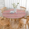 thumbnail image 3 of Pink Striped Geometric Pattern Round Fitted Tablecloth with Elastic Edge,Dining Table Cover Waterproof,Outdoor Round Tablecloth for Camping,Dining,Indoor and Outdoor, 3 of 7