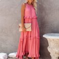 thumbnail image 3 of Vestido 2023 nueva ropa de verano para mujer, nuevo temperamento, borde de hongo, falda de pastel en capas, falda larga para fregar, falda de pastel, falda de vestir Ygjytge para Mujer Rosa T XL, 3 of 7