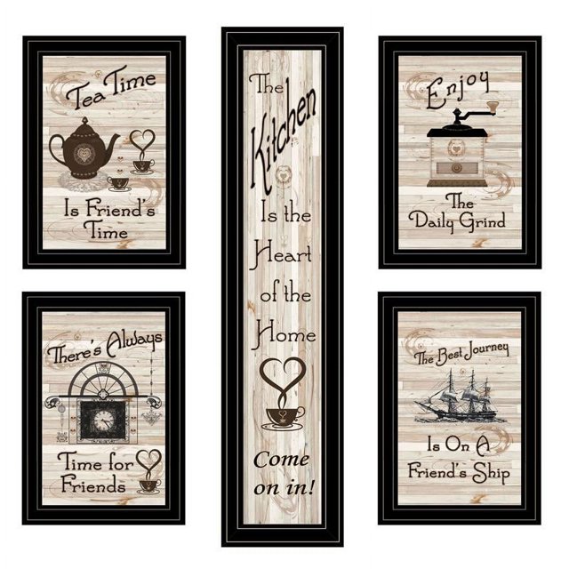 Collection d'Amitié de Cuisine Vignette 5 Pièces par TrendyDecor4U Bois Multicolore