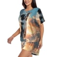 thumbnail image 3 of Womens Pajama Sets With Pocket, Cloud Border Collie Lounge Sets Short Sleeve Sleepwear PJ Sets for Women, 3 of 6