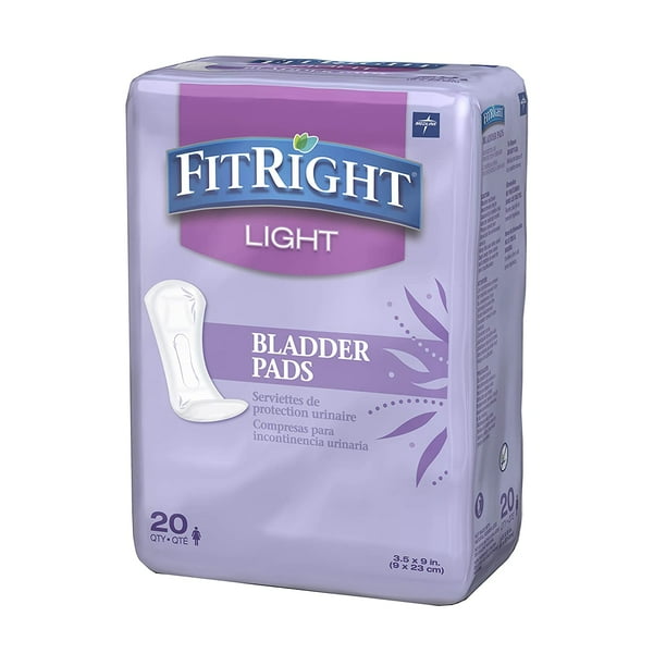 FitRight Incontinence Bladder Control Pads, Light Absorbency, 20 Count