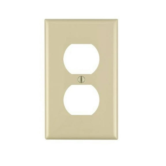 Leviton 80703-I 1-Gang Duplex Receptacle Wall Plate, Standard Size Cover, Unreakable Thermoplastic, Device Mount, Ivory (Pack of 1)