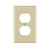 Leviton 80703-I 1-Gang Duplex Receptacle Wall Plate, Standard Size Cover, Unreakable Thermoplastic, Device Mount, Ivory (Pack of 1)