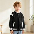 thumbnail image 6 of Grblisyd Kids Baseball Jackets Boys Girls Jacket Casual Lightweight Fit Varsity Button Long Sleeve School Coat with Pocket, 6 of 6