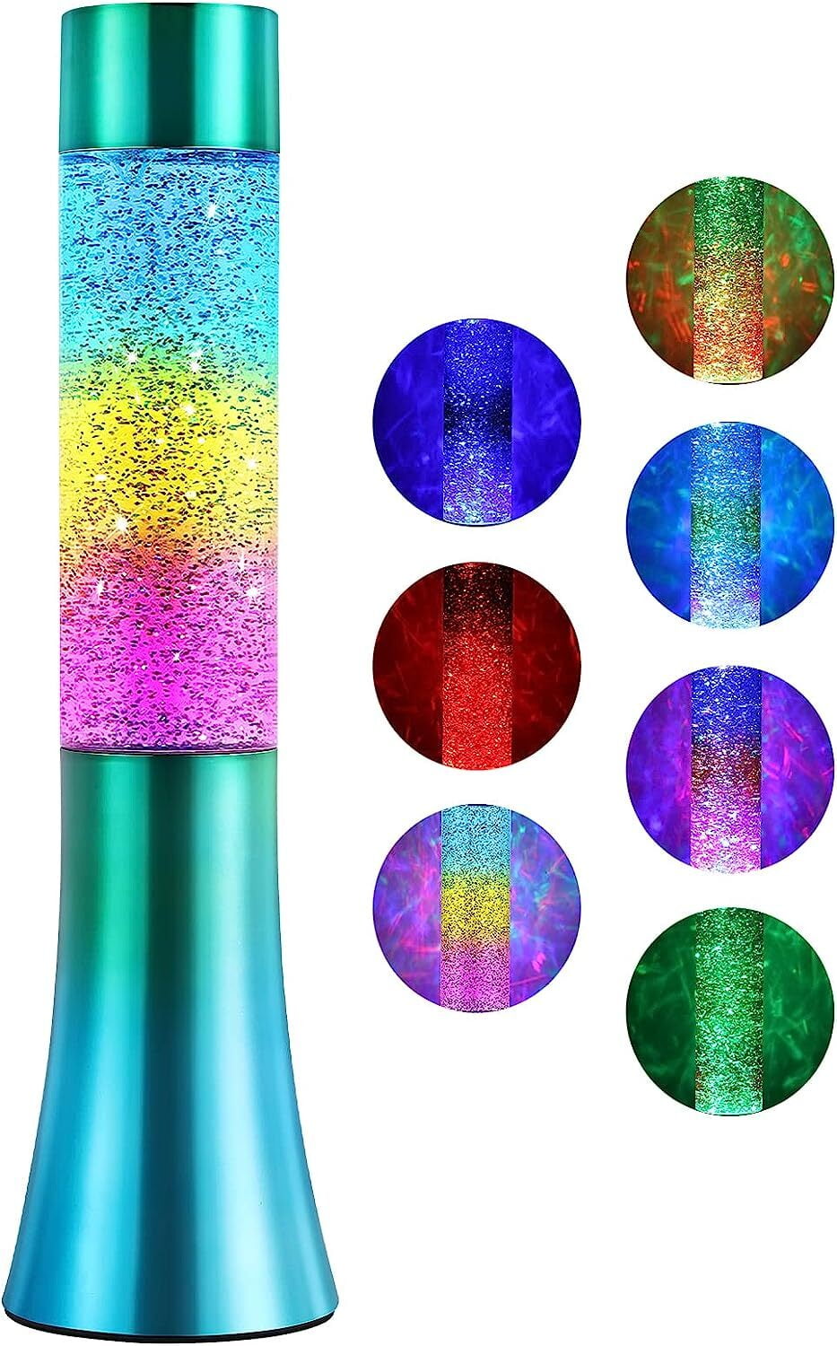 Lava Lamp, Rainbow Glitter Lamps with Automatic Color Changing Function