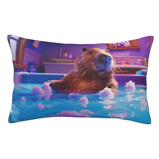 Balery Capybara Bathtub Fun Funda de Cojín Estampada, Regalos para Mujeres, Regalos de Amor para Ella, Regalos para Novia o Esposa, Funda de Almohada-20"x30"