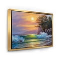 thumbnail image 3 of Sunrise On Sea Waves By The Pine Trees 20 in x 12 in Framed Painting Canvas Art Print, by Designart, 3 of 5