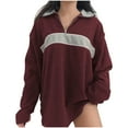 thumbnail image 2 of Tawop Sweatshirts for Women Womens Top Womens Sweatshirts Long Sleeve Solid Thick Casual Wine S, 2 of 4