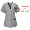 thumbnail image 4 of YUGYXL Womens Short Sleeve Shirts Nurse Work Uniform Tunics Scrub Tops with Pockets Front Button Up Workwear Z Blue XXL, 4 of 4