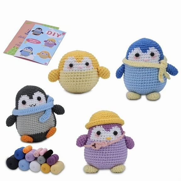 DIYCT Crochet Kit for Beginners - Beginner Crochet Kit for Adults Kids Gift - Complete Crochet Kits with Step by Step Video Tutorials, Easy Learn to Crochet Stuffed Animals Knitting Kit(Penguin)