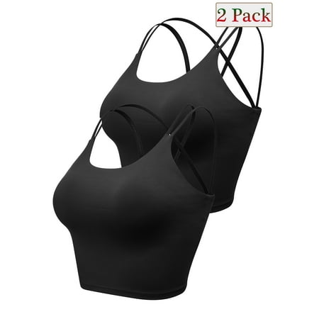 2Pack Women Leopard Printed Sexy Padded Push Up Bralet Bra Vest Tank Crop Tops Underwear Casual Scoop Neck Sleeveless Cropped Tops Strappy Back Tank Tops